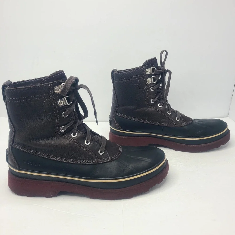 Sorel Mens Caribou Waterproof Boots Size 11.5 Brown Lace Up Winter Snow Lined